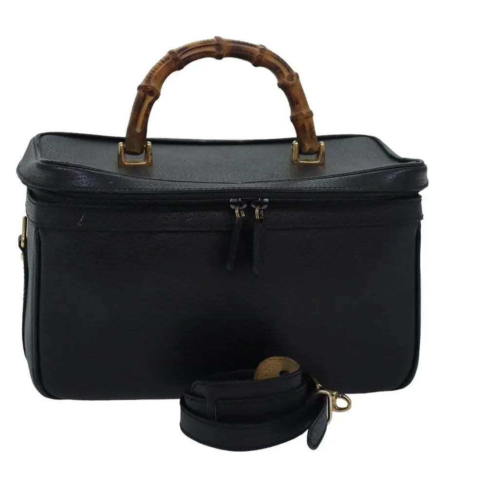 GUCCI Bamboo Vanity Hand Bag Leather Black 013 2122 013 2122 - Picture 1 of 16